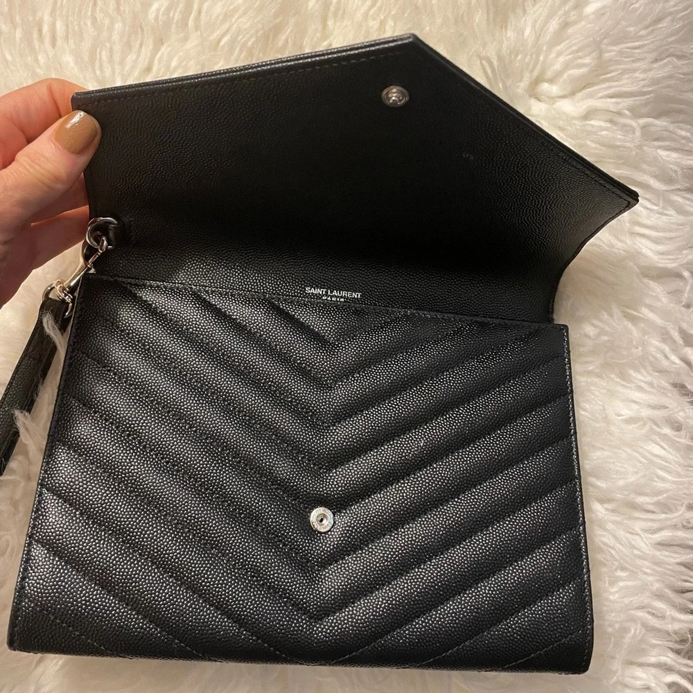 YSL Cassandre Grain Flap Wristlet - Picture 10 of 13